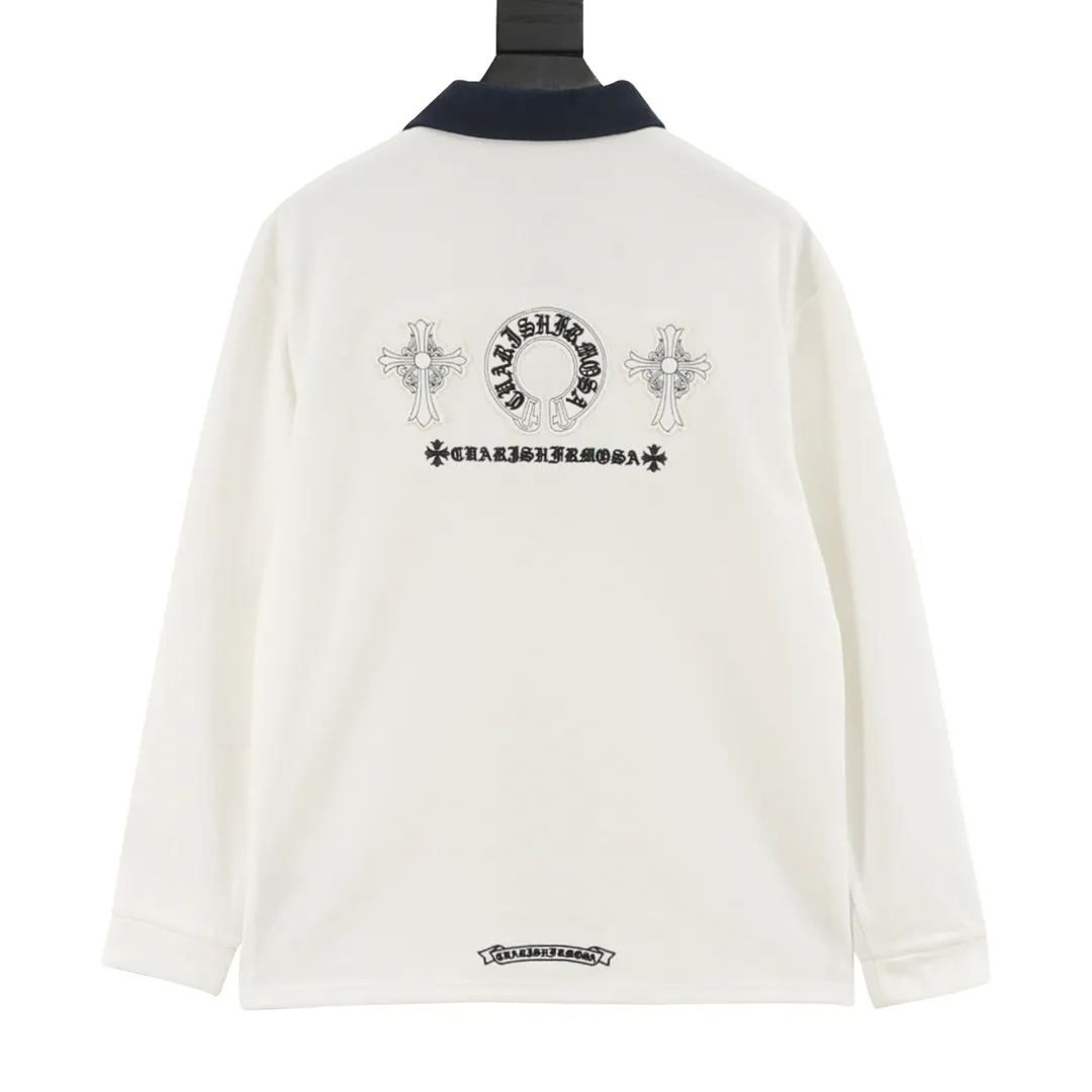 🅿️380 CH/Cro cross embroidered lapel long-sleeved polo shirt made of customized fabric. DuPont Sorona material is added, which is skin-friendly, long-lasting antibacterial, anti-mite, and more washable. The cotton thread has been repeatedly processed to remove inferior coarse fibers and impurities, leaving only high-quality cotton fibers, making the fabric more advanced and classy. Environmentally friendly polishing enzyme technology gives the fabric a clean appearance and clear texture. Simple and exquisite! Full of sense of ceremony! Simple and luxurious, full of design! It gives people a simple but not boring feeling, creating a low-key and unique personalized fashion! Fine workmanship, compare with the counters! A highly recognizable long-sleeved style with great upper body effect!!! Super versatile! Same style for men and women. Size：S-L